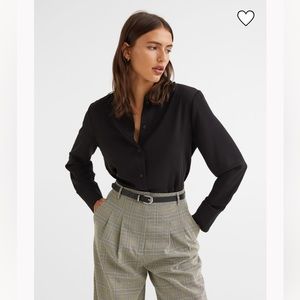 H&M black long sleeve button down shirt